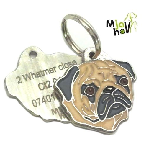pet tag engraved - pug fawn.jpg pet ID tag, dog ID tags, pet tags, personalized pet tags MjavHov - engraved pet tags online